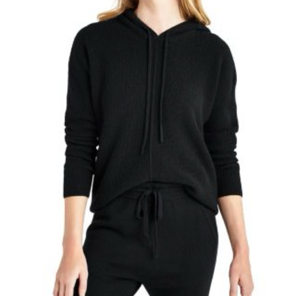 Splendid Black Thermal Pull Over Hoodie